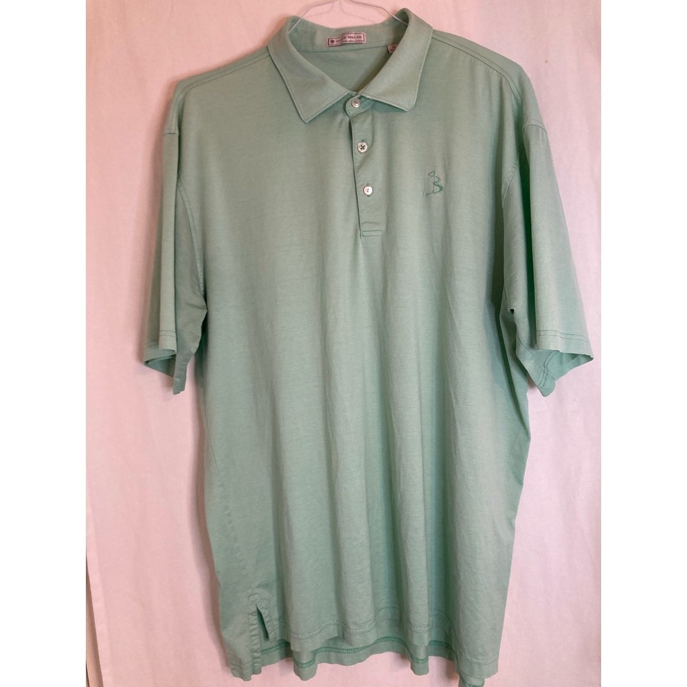Peter Millar‎ Mens XL Green Cotton Embroidered Golf Polo Shirt